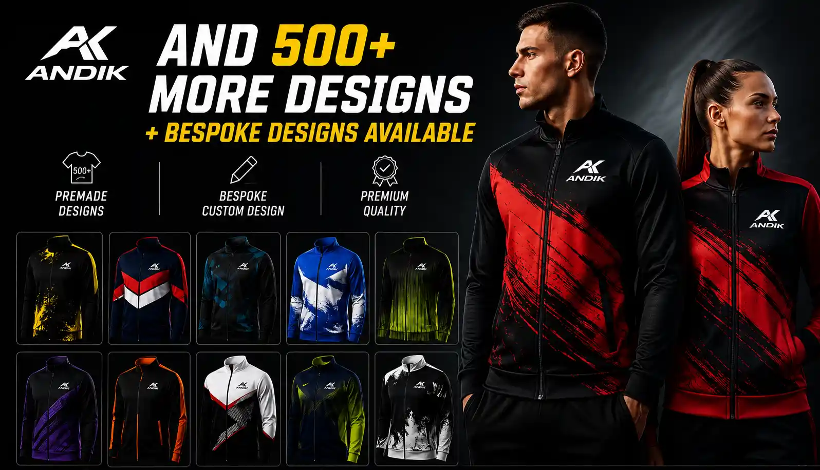 Andik offers over 500 premade designs, bespoke custom designs and premium quality